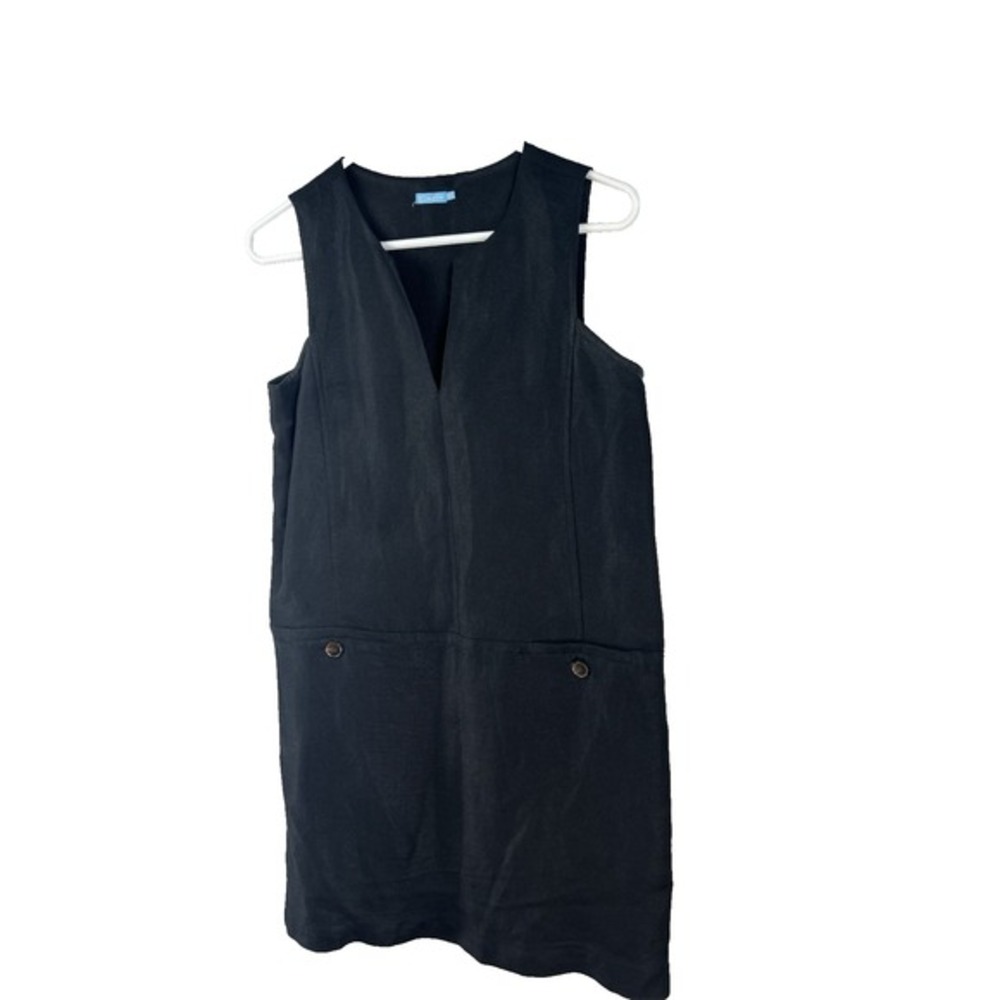 J.‎ McLaughlin Weezie Black Linen Blend Sheath Dress Front Pocket Detail Sz XS - Picture 3 of 10